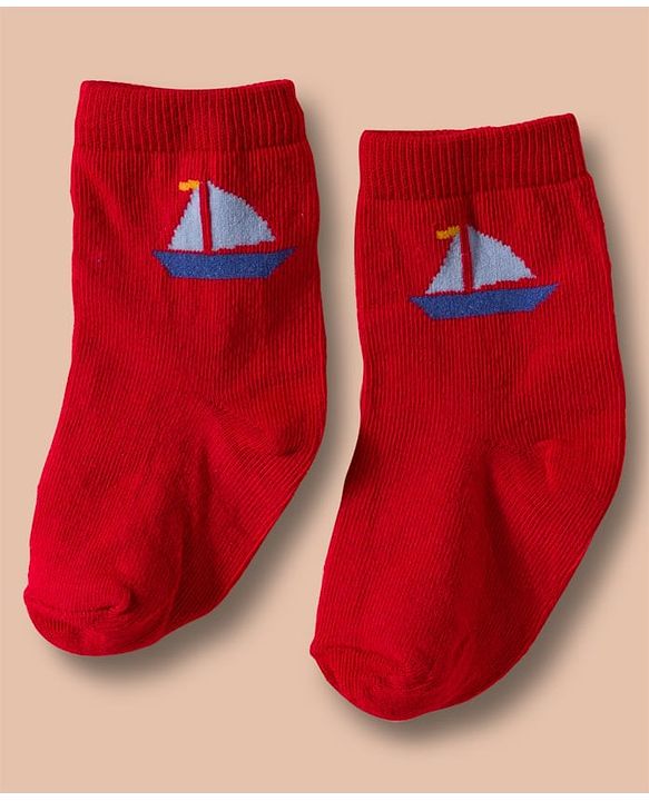 Cute Walk by Babyhug Non Terry Cotton Knit Ankle Length Anti Bacterial Socks With Nautical Theme & Sea Life Design Pack of 3 - Multicolour
