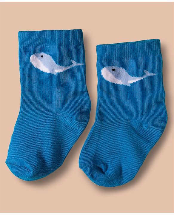 Cute Walk by Babyhug Non Terry Cotton Knit Ankle Length Anti Bacterial Socks With Nautical Theme & Sea Life Design Pack of 3 - Multicolour