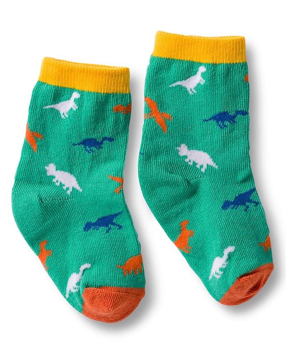 Cute Walk by Babyhug Non Terry Cotton Knit Ankle Length Anti Bacterial Socks With Dino Design Pack Of 3 - Multicolour