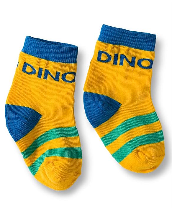 Cute Walk by Babyhug Non Terry Cotton Knit Ankle Length Anti Bacterial Socks With Dino Design Pack Of 3 - Multicolour
