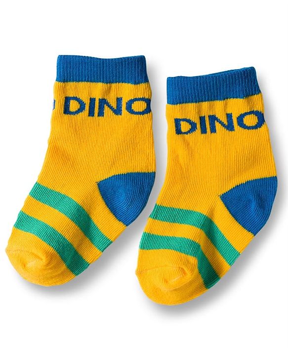 Cute Walk by Babyhug Non Terry Cotton Knit Ankle Length Anti Bacterial Socks With Dino Design Pack Of 3 - Multicolour