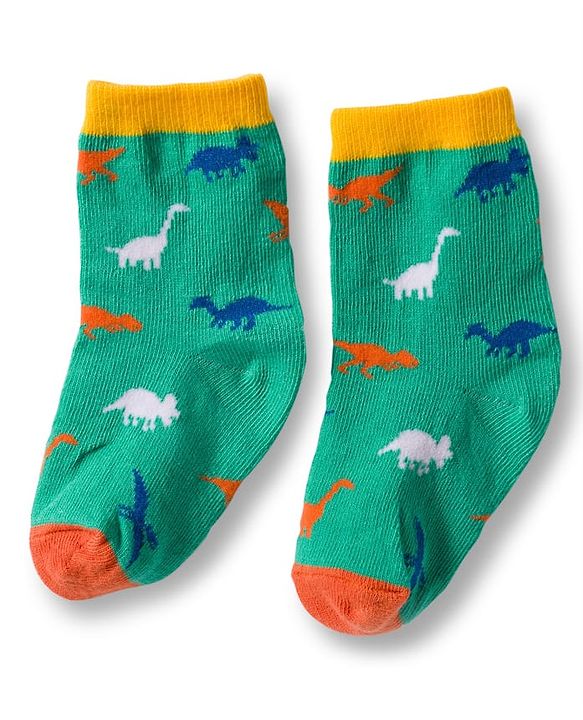 Cute Walk by Babyhug Non Terry Cotton Knit Ankle Length Anti Bacterial Socks With Dino Design Pack Of 3 - Multicolour