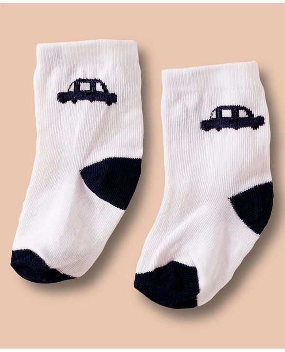 Cute Walk by Babyhug Non Terry Cotton Knit Ankle Length Anti Bacterial Socks With Vehicles Design Pack Of 3 - Multicolour