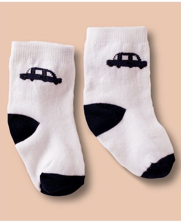 Cute Walk by Babyhug Non Terry Cotton Knit Ankle Length Anti Bacterial Socks With Vehicles Design Pack Of 3 - Multicolour
