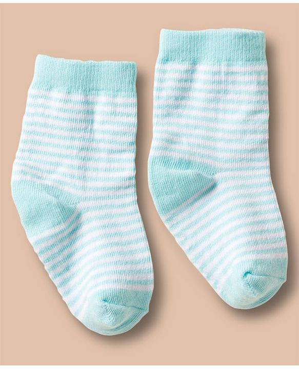 Cute Walk by Babyhug Non Terry Cotton Knit Ankle Length Anti Bacterial Socks With Stripes & Stars Design Pack Of 3 - Multicolour
