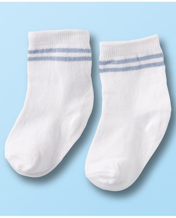 Cute Walk by Babyhug Non Terry Cotton Knit Ankle Length Anti Bacterial Socks With Stripes Pack Of 3 - Multicolour