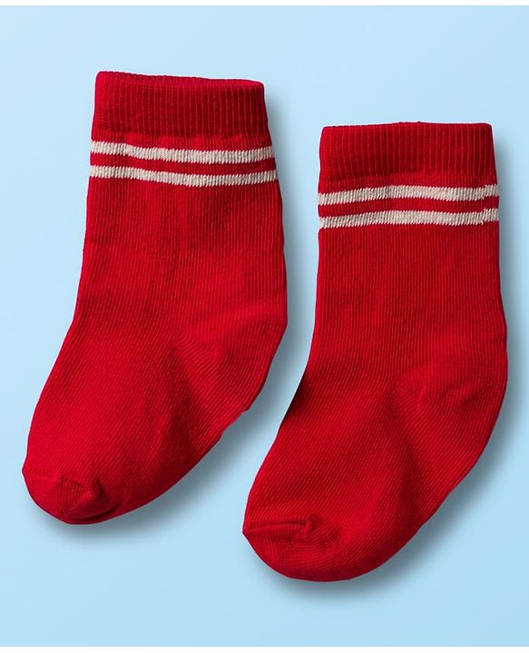 Cute Walk by Babyhug Non Terry Cotton Knit Ankle Length Anti Bacterial Socks With Stripes Pack Of 3 - Multicolour