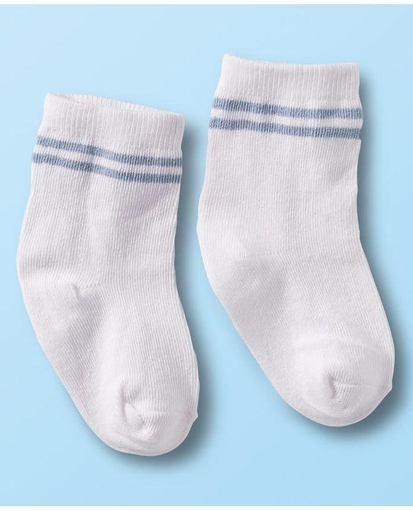 Cute Walk by Babyhug Non Terry Cotton Knit Ankle Length Anti Bacterial Socks With Stripes Pack Of 3 - Multicolour