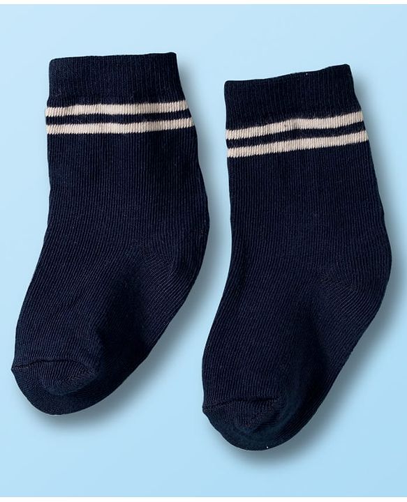 Cute Walk by Babyhug Non Terry Cotton Knit Ankle Length Anti Bacterial Socks With Stripes Pack Of 3 - Multicolour