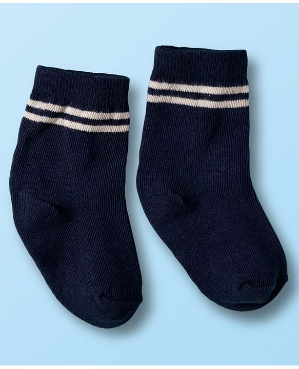 Cute Walk by Babyhug Non Terry Cotton Knit Ankle Length Anti Bacterial Socks With Stripes Pack Of 3 - Multicolour