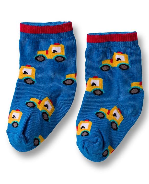 Cute Walk by Babyhug Non Terry Cotton Knit Ankle Length Anti Bacterial Socks With Vehicles Design Pack Of 3 - Multicolour