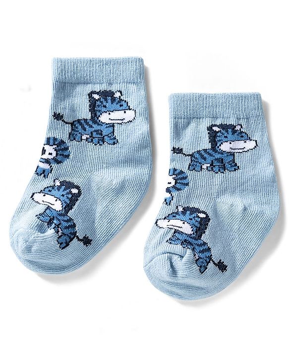 Cute Walk by Babyhug Ankle Length Anti Bacterial Socks with Zebra Design Pack of 3 - Multicolour