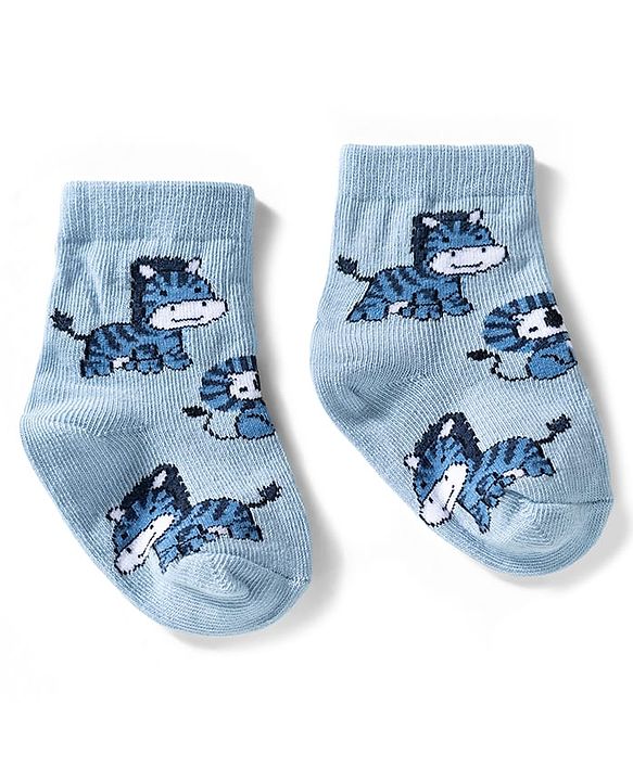 Cute Walk by Babyhug Ankle Length Anti Bacterial Socks with Zebra Design Pack of 3 - Multicolour