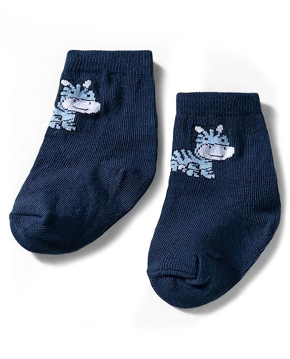 Cute Walk by Babyhug Ankle Length Anti Bacterial Socks with Zebra Design Pack of 3 - Multicolour