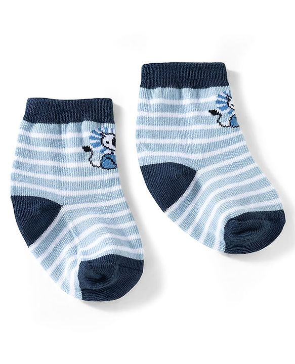 Cute Walk by Babyhug Ankle Length Anti Bacterial Socks with Zebra Design Pack of 3 - Multicolour