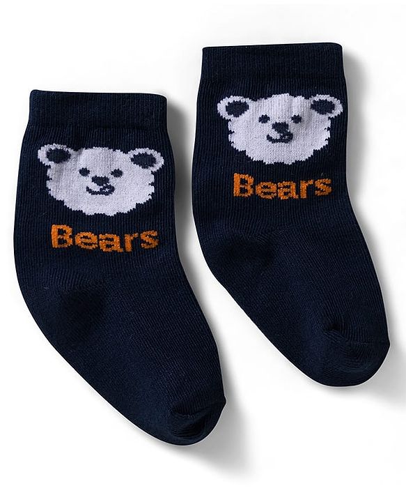 Cute Walk by Babyhug Non Terry Knit Ankle Length Anti Bacterial Socks With Stripes & Animal Design Pack of 3 - Green Navy Blue & White