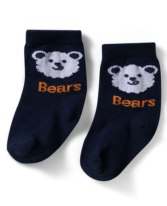 Cute Walk by Babyhug Non Terry Knit Ankle Length Anti Bacterial Socks With Stripes & Animal Design Pack of 3 - Green Navy Blue & White
