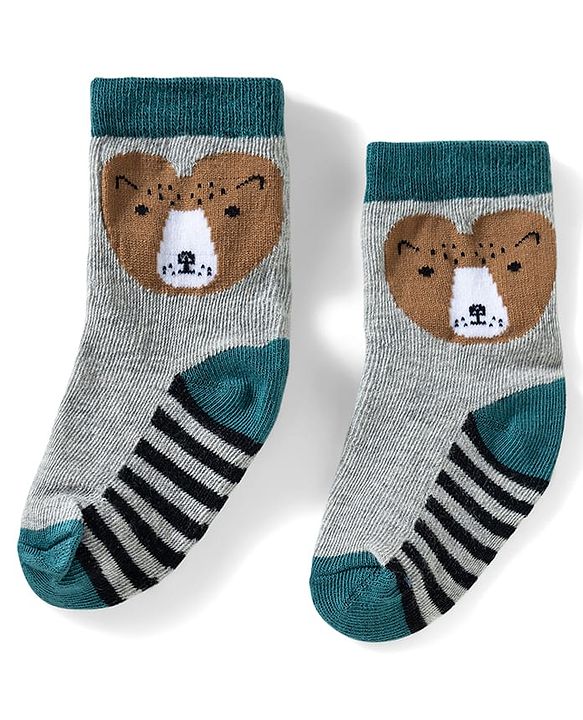 Cute Walk by Babyhug Ankle Length Anti Bacterial Socks with Fox Design Pack of 3 - Multicolour