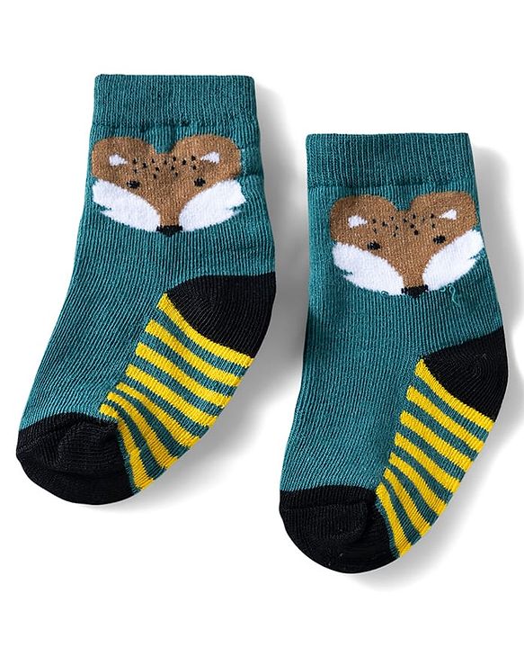 Cute Walk by Babyhug Ankle Length Anti Bacterial Socks with Fox Design Pack of 3 - Multicolour