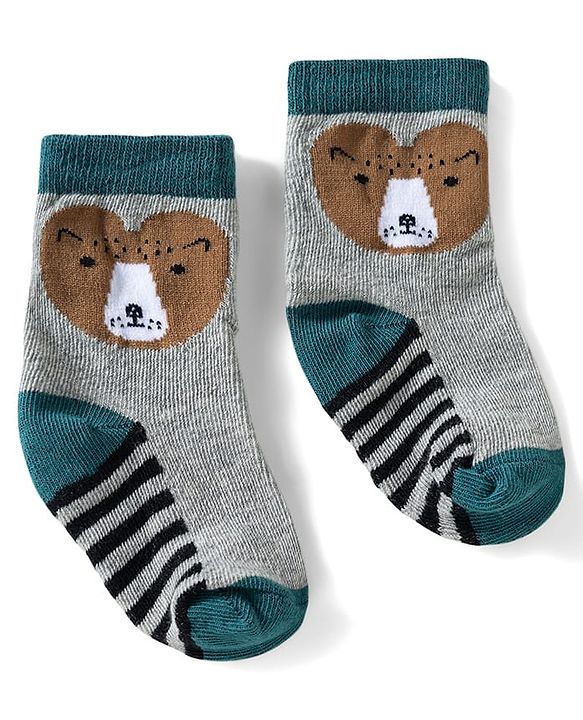 Cute Walk by Babyhug Ankle Length Anti Bacterial Socks with Fox Design Pack of 3 - Multicolour