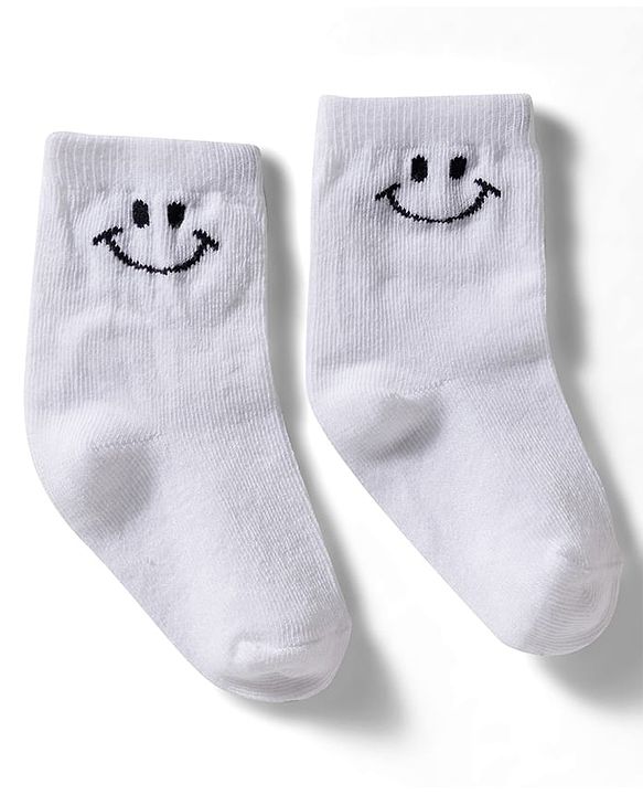 Cute Walk by Babyhug Non Terry Knit Ankle Length Anti Bacterial Socks With Smiley Design Pack of 3 - Yellow Grey & White