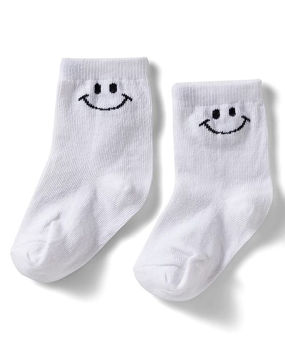 Cute Walk by Babyhug Non Terry Knit Ankle Length Anti Bacterial Socks With Smiley Design Pack of 3 - Yellow Grey & White