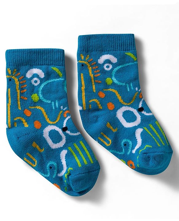 Cute Walk by Babyhug Non Terry Knit Ankle Length Anti Bacterial Socks With Stripes & Star Design Pack of 3 - Yellow Blue & White