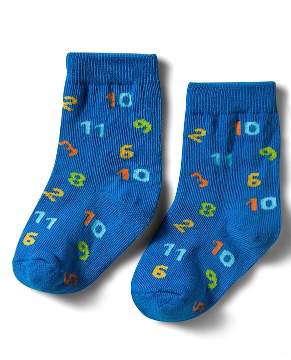Cute Walk by Babyhug Non Terry Knit Ankle Length Anti Bacterial Socks With Stripes & Star Design Pack of 3 - Blue & White