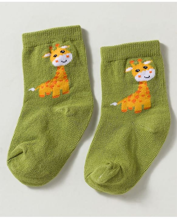 Cute Walk by Babyhug Non Terry Knit Ankle Length Anti Bacterial Striped & Animal Designed Socks Pack of 3 - Multicolor