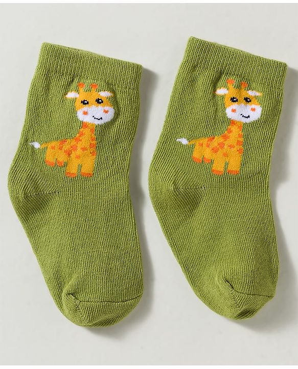 Cute Walk by Babyhug Non Terry Knit Ankle Length Anti Bacterial Striped & Animal Designed Socks Pack of 3 - Multicolor