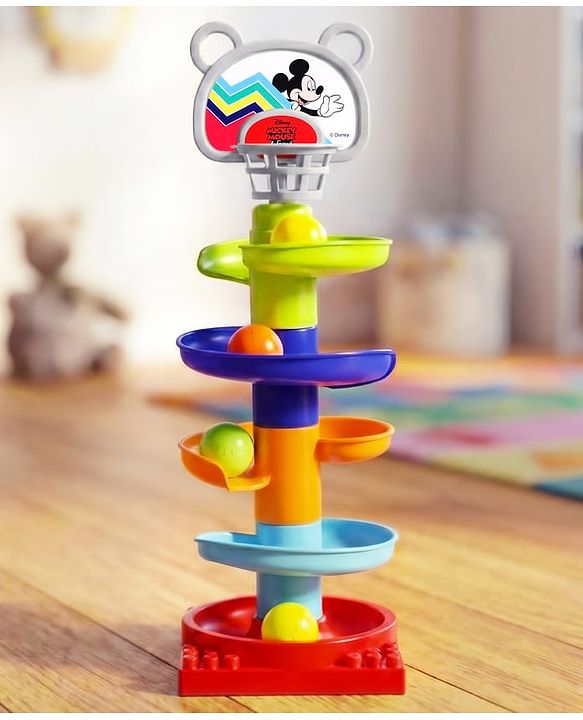 Babyhug Disney Mickey Rolling & Swirling Ramp Drop Ball Toy| 5-Layer Ball Tower| Visual Tracking & Motor Development| Improves Hand-Eye Coordination| Gifting for 3+ Yrs Boys & Girls| BIS Certified