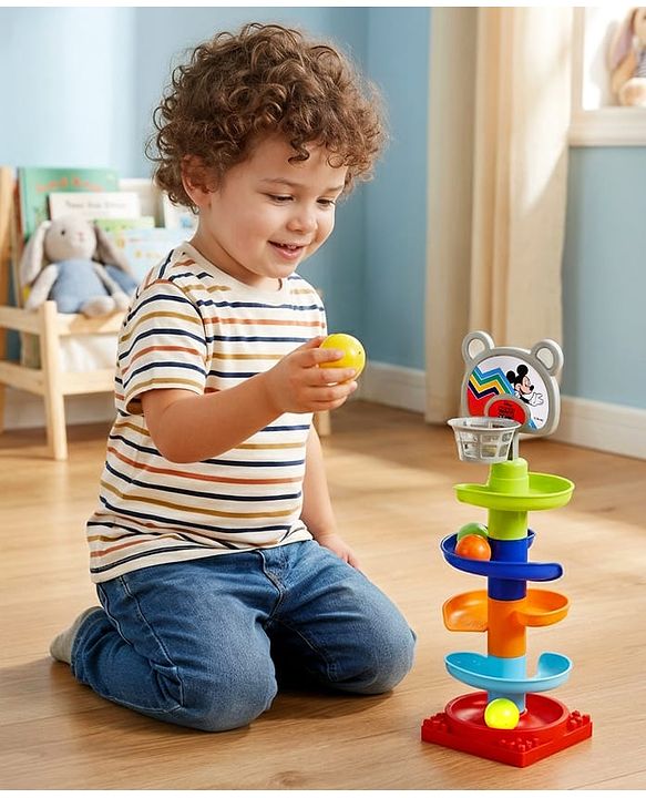 Babyhug Disney Mickey Rolling & Swirling Ramp Drop Ball Toy| 5-Layer Ball Tower| Visual Tracking & Motor Development| Improves Hand-Eye Coordination| Gifting for 3+ Yrs Boys & Girls| BIS Certified