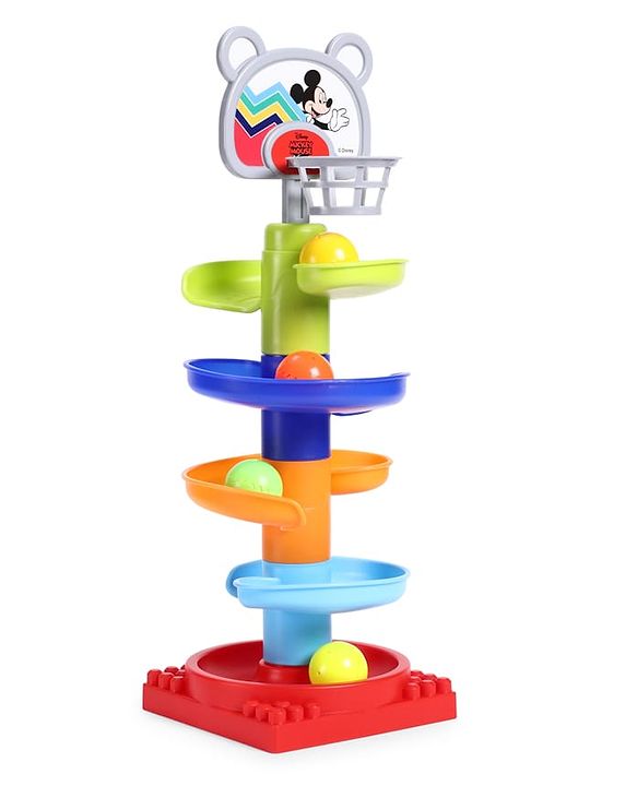Babyhug Disney Mickey Rolling & Swirling Ramp Drop Ball Toy| 5-Layer Ball Tower| Visual Tracking & Motor Development| Improves Hand-Eye Coordination| Gifting for 3+ Yrs Boys & Girls| BIS Certified
