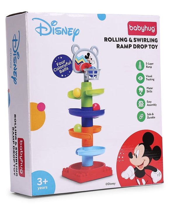 Babyhug Disney Mickey Rolling & Swirling Ramp Drop Ball Toy| 5-Layer Ball Tower| Visual Tracking & Motor Development| Improves Hand-Eye Coordination| Gifting for 3+ Yrs Boys & Girls| BIS Certified