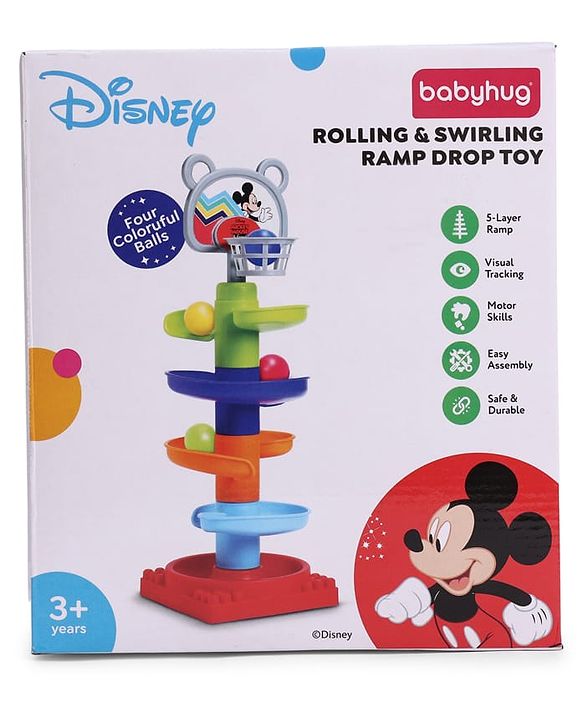 Babyhug Disney Mickey Rolling & Swirling Ramp Drop Ball Toy| 5-Layer Ball Tower| Visual Tracking & Motor Development| Improves Hand-Eye Coordination| Gifting for 3+ Yrs Boys & Girls| BIS Certified