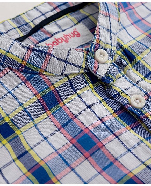 Babyhug Cotton Woven Shirt Full Sleeve Mandarin Collar Check Multi 9-12 Months