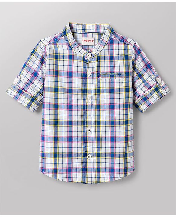 Babyhug Cotton Woven Shirt Full Sleeve Mandarin Collar Check Multi 9-12 Months