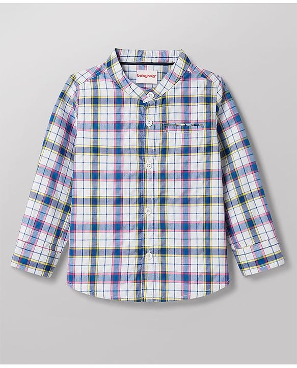 Babyhug Cotton Woven Shirt Full Sleeve Mandarin Collar Check Multi 9-12 Months