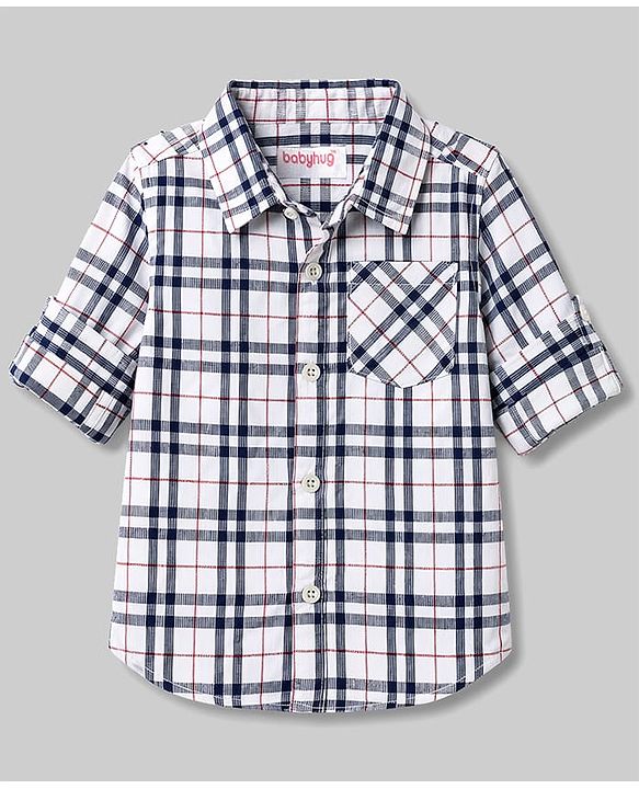 Babyhug Cotton Woven Shirt Full Sleeve Regular Collar Check Multi 12-18 Months