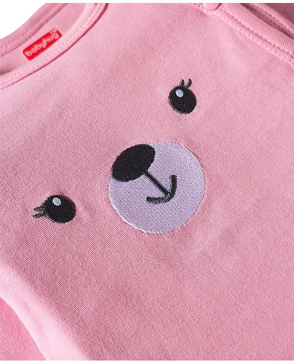 Babyhug 100% Cotton Interlock Knit Full Sleeves Inner Wear Set With Cap Mittens & Booties  - Baby Pink