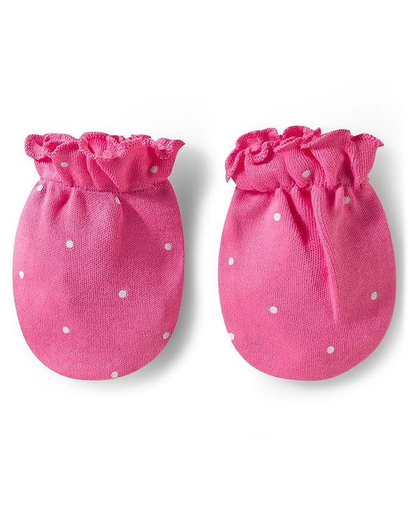 Babyhug 100% Cotton Interlock Knit Full Sleeves Inner Wear Set With Cap Mittens & Booties  - Baby Pink