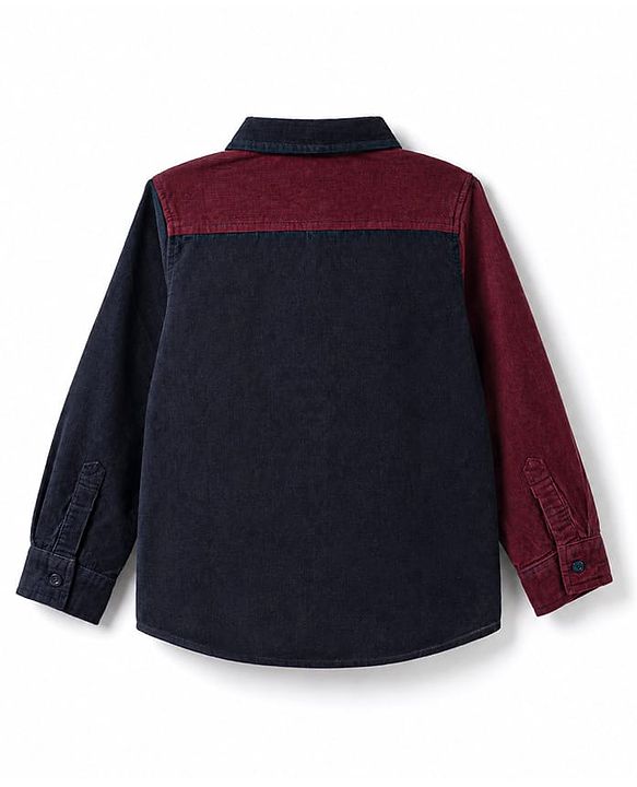 Babyhug Cotton Corduroy Shirt with Roll Up Sleeves and Collar Multi 9-12 Months