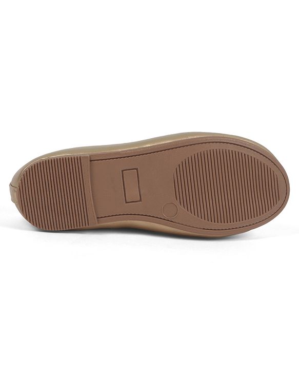 Pine Kids Slip On Closed Toe Ballerina with Bow Applique - Gold
