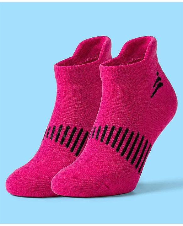 Pine Active Cotton Lycra Knit Ankle Length Socks With Stripes Pack Of 3 - White Black & Pink
