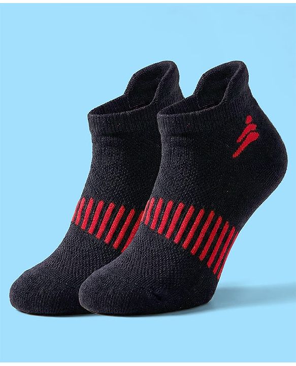 Pine Active Cotton Lycra Knit Ankle Length Socks With Stripes Pack Of 3 - White Black & Pink