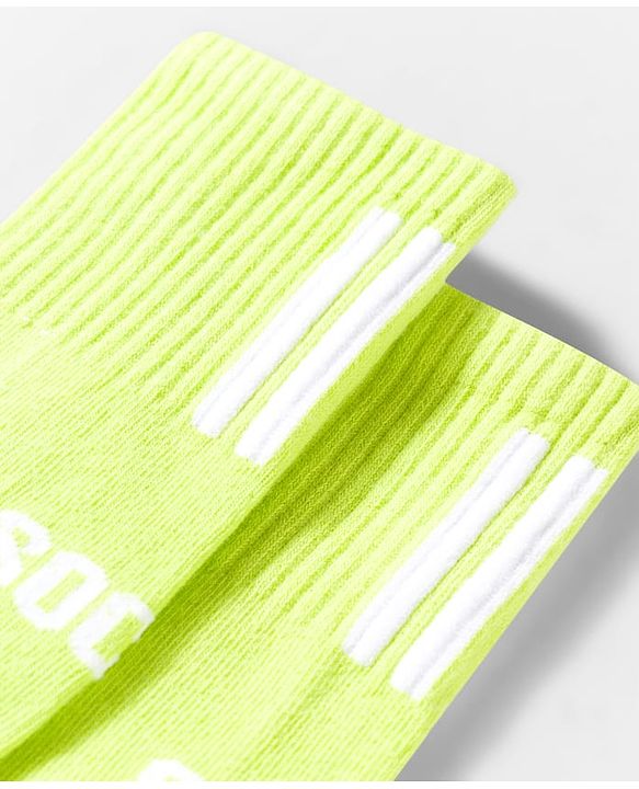 Pine Active Cotton Lycra Knit Breathable Knee Length Football Socks with Text Design - Neon Green