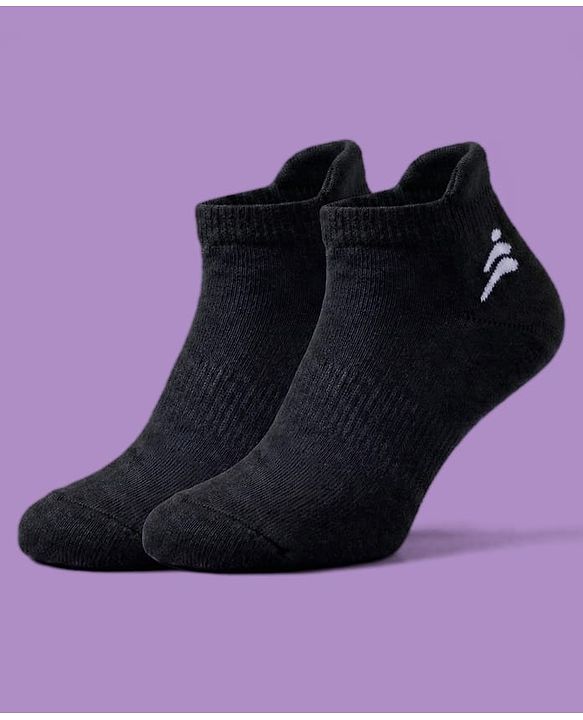 Pine Active Cotton Lycra Terry Knit Breathable Ankle Length Solid Athletic Socks Pack of 3 - White Blue & Black
