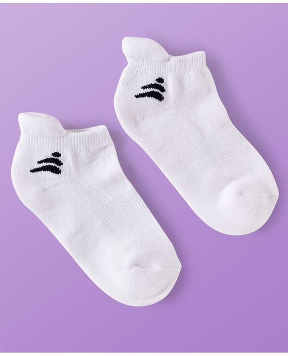 Pine Active Cotton Lycra Terry Knit Breathable Ankle Length Solid Athletic Socks Pack of 3 - White Blue & Black