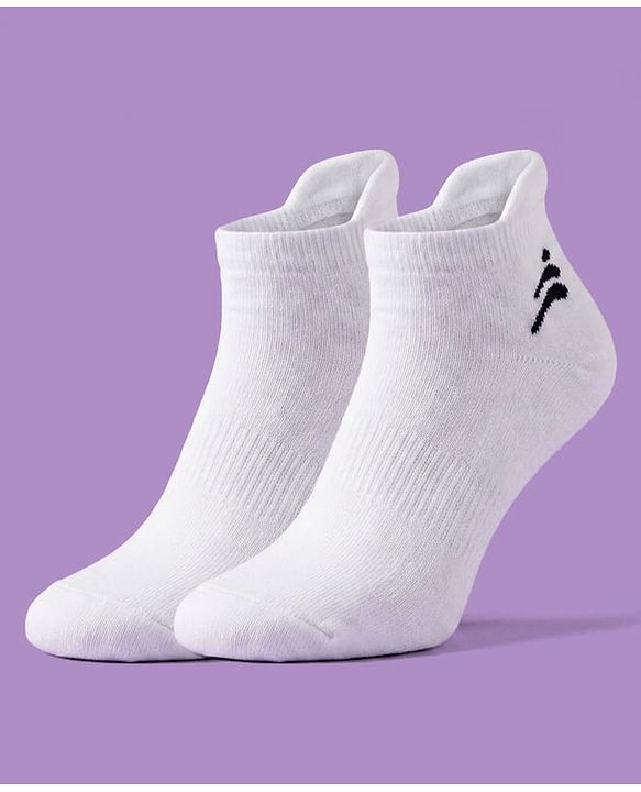 Pine Active Cotton Lycra Terry Knit Breathable Ankle Length Solid Athletic Socks Pack of 3 - White Blue & Black