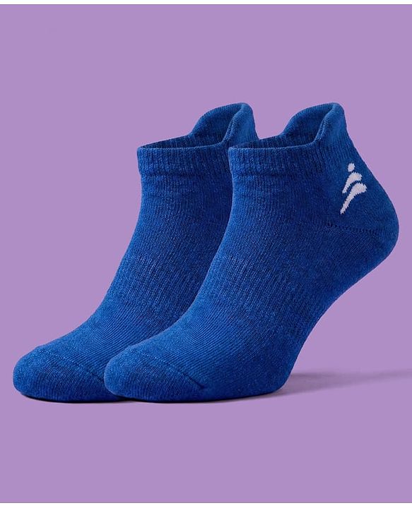 Pine Active Cotton Lycra Terry Knit Breathable Ankle Length Solid Athletic Socks Pack of 3 - White Blue & Black